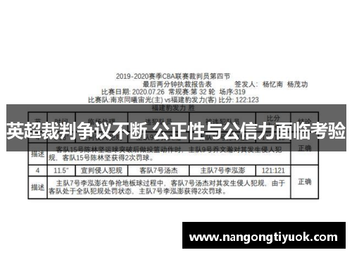 英超裁判争议不断 公正性与公信力面临考验